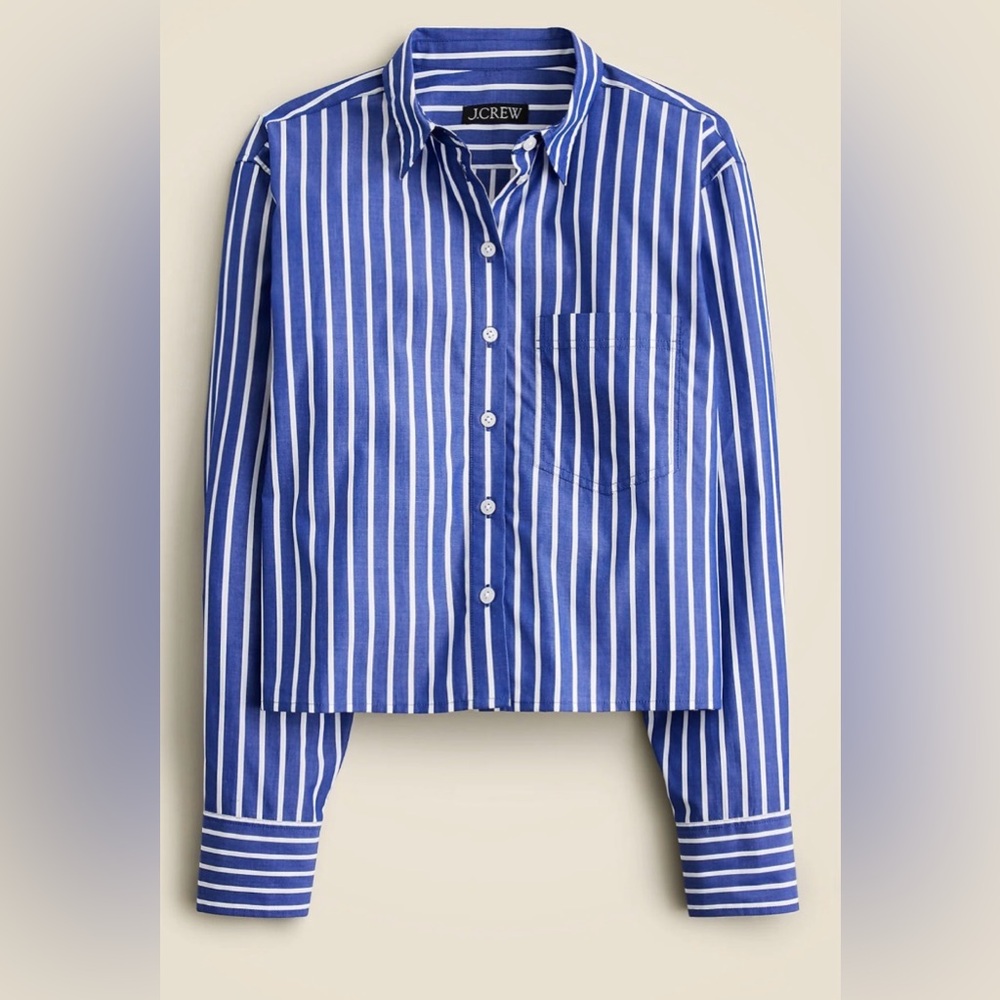 JCREW cropped button up striped shirt NWT